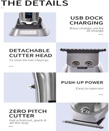 Hair Clippers for Men Full Metal Body Retro Oil Head Electric Clippers Professional Hair Salon Hair Clipper LCD Digital Display Clippers (Color : Silver) - Buy Online on GoSupps.com