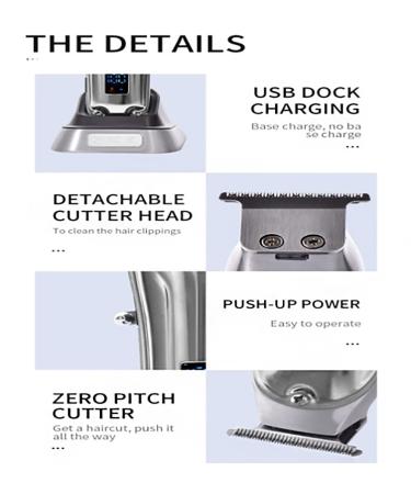 Professional Hair Clippers - Full Metal Retro Electric Clippers with LCD Display | Silver Hair Salon Clippers for Men & Women - Buy Online on GoSupps.com