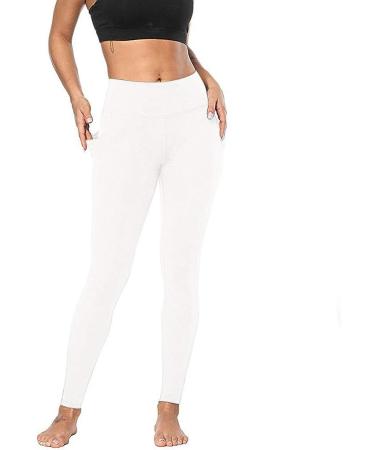 VEZAD Women's Butt Lifting Anti Cellulite Leggings - High Waisted Yoga Pants for Workout - Tummy Control Sport Tights - B-white Medium - Buy Online on GoSupps.com