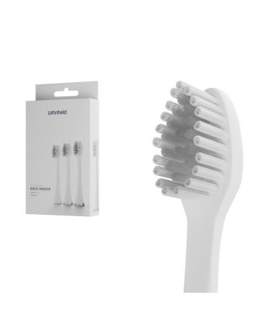 Zahnheld brush head Basic medium |Replacement brushes |Medium -hard alternating heads for Gero Schallzahnbrush |Effective cleaning |In pap Packaging 3 pieces (1 pack) white