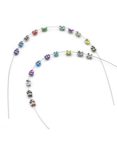 1 Pack Temporary dental decorations with metal wires metal brackets and orthodontic ligatures props for orthodontists to explain props for dental students to practice. (Mixed colours)