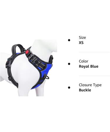 Phoepet Royal Blue XS Dog Harness - No Pull Reflective Adjustable with Front Clip & Handle | 2 Metal Rings & 3 Buckles - Buy Online on GoSupps.com