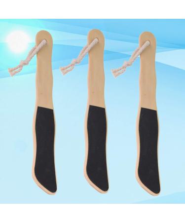 3Pcs Double Sided Foot Scraper - Exfoliating Wooden Handle Callus Remover & Foot Massage Tool (Black Foot Shape) - Premium Pedicure Solution for Smooth Feet - Buy Online on GoSupps.com