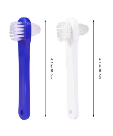 SUPVOX 2PCS False Teeth Brushes - Two-Side T-Shape Denture Toothbrush (White + Blue) - Buy Online on GoSupps.com