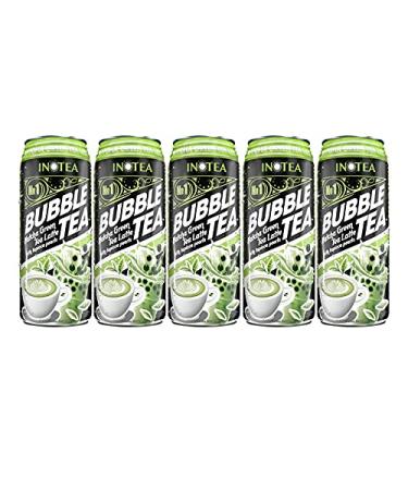 (Pack of 5) INOTEA Bubble Tea 5 Cans from ATIUS. Milk Tea with Boba Pearls in a Can (16.6oz/can). Choose One from Variety of Flavors: Brown Sugar, Taro, Honeydew, Banana, Matcha. Straws Included. (Matcha Latte)