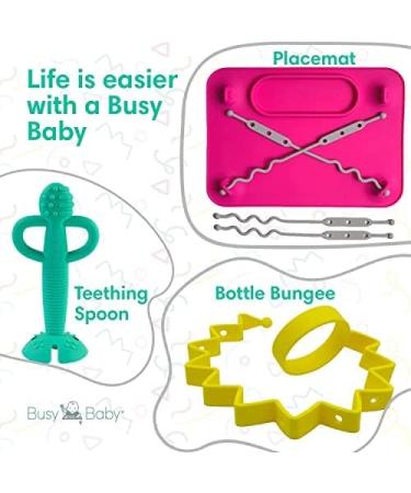 Busy Baby Mat | Mini Silicone Placemat with Toys Tethers | Dishwasher Safe & BPA Free | Includes Travel Sleeve | Pewter - Buy Online on GoSupps.com
