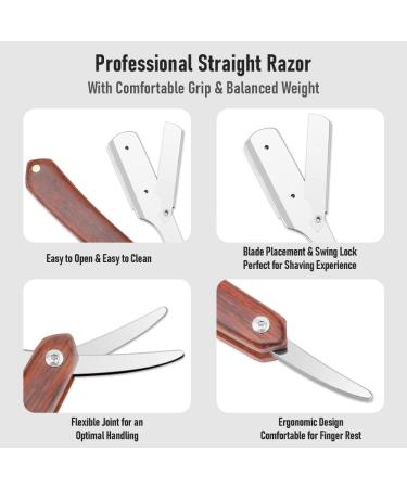 Premium Professional Barber Straight Razor | 100 Single Edge Blades | Stainless Steel Shaver for Men - Home & Salon Grooming - Buy Online on GoSupps.com