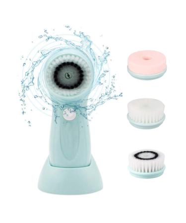 CARESHINE Facial Brush  Rechargeable Electric Rotating Face Scrubber  Electrical Facial Brush With 3 Heads Minimize Pores + Help Get Rid of Acne and Blackheads