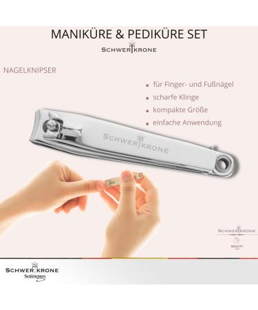 Premium Solingen Travel Nail Care Set - Sword Crown Nail Scissors Nail File Tweezers & Clippers - Made in Germany - Perfect Gift (Brown 4-Piece) - Buy Online on GoSupps.com