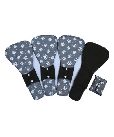 MUMBABY 5pcs 16inch Ultra-deep Sleep Overnight Charcoal Bamboo Mama Cloth/ Menstrual Pads/ Reusable Sanitary Pads (Footprint)