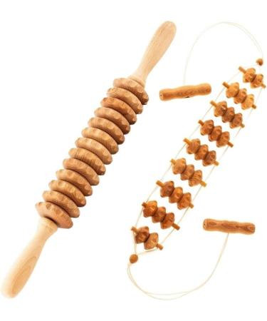 Mr. Woodware 2-in-1 Wood Massage Devices - Lymphatic Drainage Roller & Rope Set for Body Shaping & Muscle Toning | Maderoterapia - Buy Online on GoSupps.com