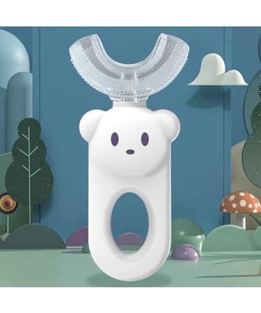 Lewedo Kids U-Shaped Toothbrush 2 Pcs - 360 All Around Liquid Silicone Cartoon Brush for Ages 2-6 (Brown & White) - Buy Online on GoSupps.com