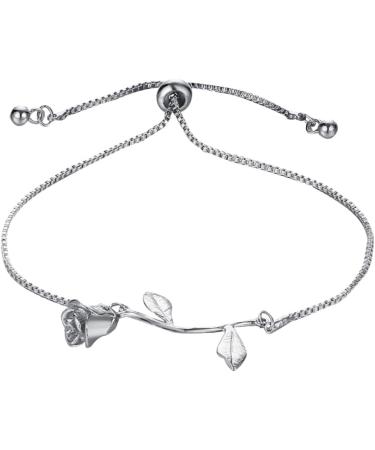 VALICLUD Stylish Women Hand Decoration Rose Womens Bracelets Fashion Bracelets for Women Beach Ankle Bracelet Silver Bangles Bracelet for Women Flower Stretch Bracelet Miss Vintage Gift 24*0.5cm Silver - Buy Online on GoSupps.com
