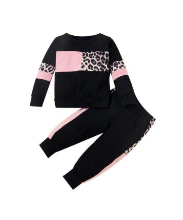 ZOEREA Baby Girl Clothes Set Long Sleeve Fashion Leopard Sweatshirt Tops + Harem Pants Infant Newborn Girls Spring Fall Outfits Sets 3-4 Years Black