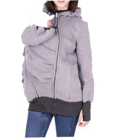 SouiWuzi Baby Carrier Hoodie Maternity Kangaroo Jacket Coat Sweatshirt - Gray - Buy Online on GoSupps.com