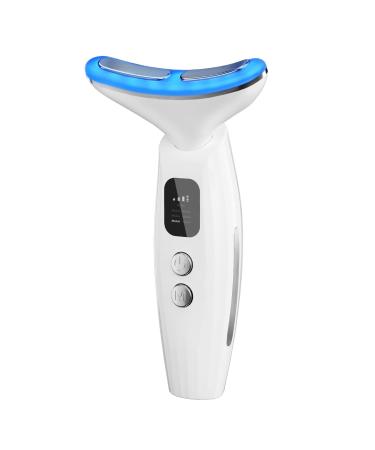 Neck Face Massager Electric Massager 7-in-1 Face Neck Massager for Skin Care Multifunctional Facial Massager Tool with Non-Slip Design (White) Hy-68