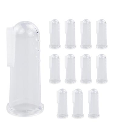 SZCXDKJ 12 Pieces Pet Finger Toothbrush Soft Silicone Pet Finger Toothbrush Food Safety Tooth Cleaner Dog Cat Dental Brushes Kit for Dogs Cats Pets Dental Care(Transparent Color)