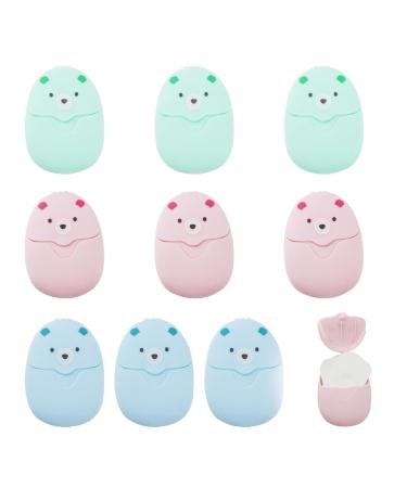 Zjrung 9 boxes (450 leaves) leaves soap paper soap leaves mini portable paper soap one -way paper soap for traveling on the go. Camp outdoor hiking (pink/blue/green