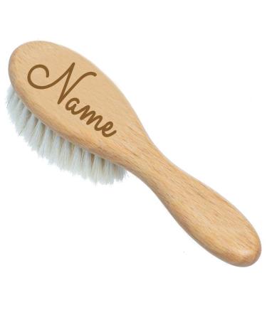 Baby hairbrush personalized with name engraved from wood and goat hair