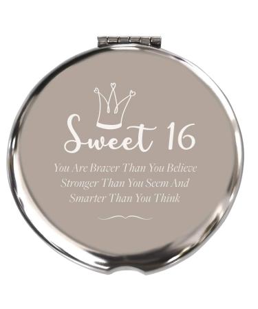Blue Leaves 16th Birthday Gifts for Girls  Sweet 16th Birthday for Bestie Daughter BFF  Stainless Steel Mirror