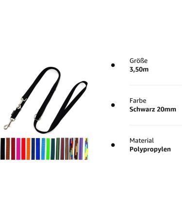 Adjustable Double Dog Leash for Large Dogs - 3.50m Black (20mm) | Durable Comfortable and Ideal for International Shipping - Buy Online on GoSupps.com