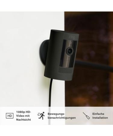 Ring Outdoor camera (Ring Stick Up Cam Plug-in) black works with Alexa + The new Echo Show 5 (3rd Gen.) |Anthracite-Smart Home Introduction Package Black Stick Up Cam Plug-in +Echo Show 5 (3rd Gen.)