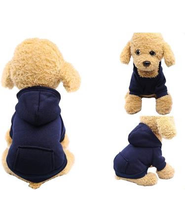 Shop Stylish Winter Dog Hoodie Sweatshirts - Warm Cotton with Pockets for Small Dogs - Chihuahua Coat & Puppy Costume (M Navy) - Buy Online on GoSupps.com
