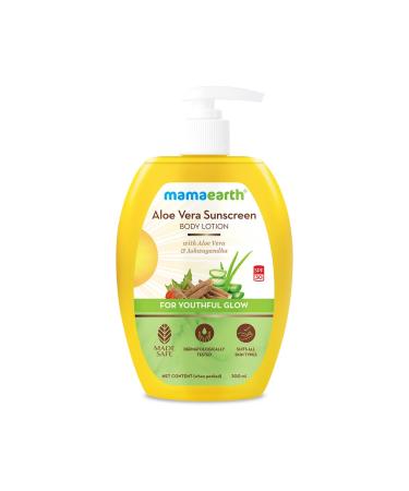 Mamaearth Aloe Vera SPF 30 Sunscreen Body Lotion | Helps Prevent Tanning & Adds Glow to Skin | Lightweight & Non-Greasy | Suits All Skin Types | 10.14 Fl Oz/300ml