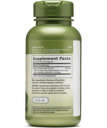 GNC Herbal Plus Ginkgo Biloba 60mg 100 Capsules - Boost Mental Sharpness - Buy Online on GoSupps.com