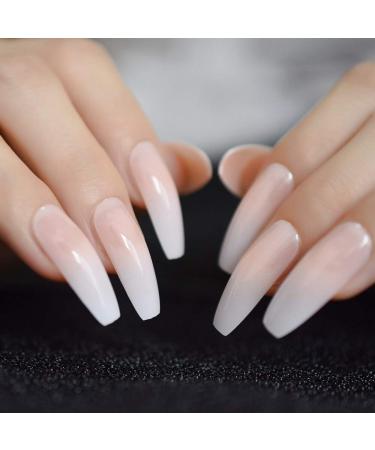 Shop CoolNail Ombre Gradient Pink Nude White French Ballerina Press-On Nails | Extra Long Coffin Style UV Gel - L5264 - Buy Online on GoSupps.com