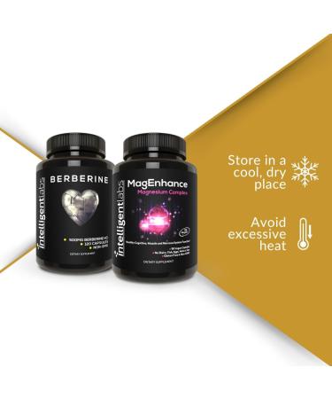 Intelligent Labs 2-in-1 Bundle of MagEnhance Magnesium Supplement (Magnesium L-Threonate Complex with Mg Glycinate and Mg Taurate) and Max Strength Berberine 500MG Capsules - Buy Online on GoSupps.com