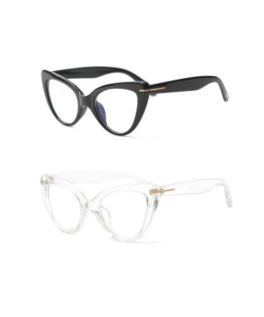 Oversized Cat Eye Reading Glasses for Women Fashion Cute Blue Light Blocking Computer Readers(2 Mixed Color 1.75) 2 Packs 1.75 x