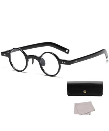 TR Retro Round Reading Glasses for Women Men Anti Blue Light Computer Reading Glasses Comfortable Mini Glasses 3.0x Black
