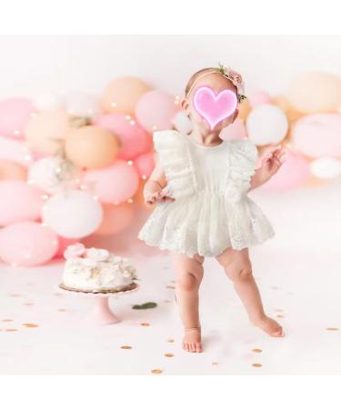 imKutie Baby Girl Romper - Lace Embroidered Ruffle Princess Dress for 1st Birthday Cake Smash Outfit, 6-12 Months - Buy Online on GoSupps.com