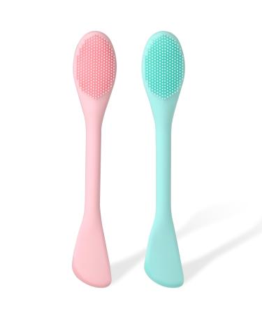 Qianyu Facial Cleansing Brushes Soft Bristle Silicone Portable Handled Facial Mask Brushes Deep Pore Cleansing Gentle Exfoliating for Removing Blackheads Whiteheads Makeup Residues