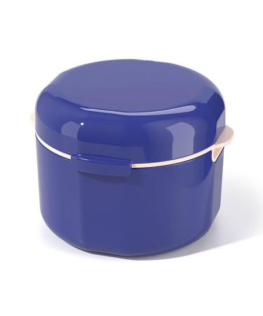 Yawdil denture bathroom case holder with sieve basket storage box for false teeth tooth protection storage box for soaking and cleaning dentures blue