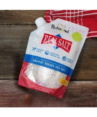 Redmond Real Kosher Salt - 16 oz Pouch (3 Pack) | Pure, Natural Seasoning - Buy Online on GoSupps.com