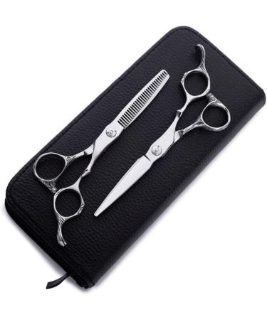6.0 Inch Professional Hair Cutting Scissors Set Set of Hairdressing Scissors Flat Scissors Thinning Scissors Kit for Home Barber - Buy Online on GoSupps.com