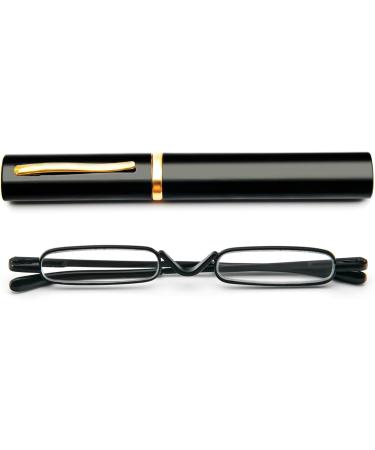 KoKoBin Mini Slim Reading Glasses - Unisex Spring Hinge Metal Visual Aid (+1.5) with Case - Black - Buy Online on GoSupps.com