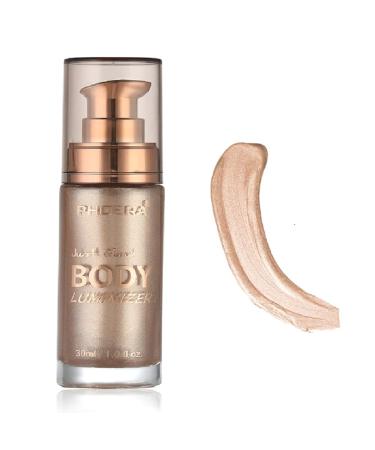 PHOERA Liquid Illuminator Shimmer Body Oil Body Highlighter Makeup Smooth Shimmer Glow Liquid Foundation for Face and Body 30ml(101 Rose Gold)