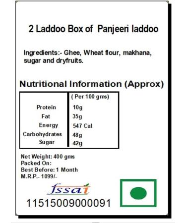 Ghasitaram Gifts Rakhi Gifts for Brothers 2 Laddoo Box of Panjeeri laddoo with Pearl Beads Rakhi - Buy Online on GoSupps.com