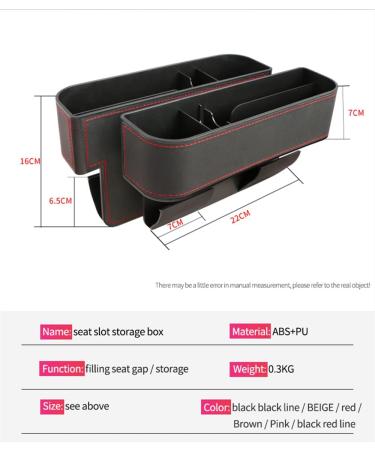 Qirc Car Seat Gap Filler and Organizer with Cup Holder - Black Red Line | Multi-Function Storage Box for Cellphones and Wallets - Buy Online on GoSupps.com