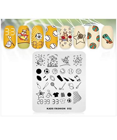 Fashion Sports Nail Stamping Plate - Football Soccer Baseball & Hockey Nail Art Template - Multi-Pattern Design for Unique Nail Designs - Buy Online on GoSupps.com