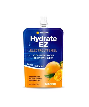 BergaMet Hydrate EZ Electrolyte Gel On-the-Go Hydration & Energy | No Sugar Low Calorie Caffeine-Free | Daily Electrolyte for Running Travel & Sports | Portable Wellness Gel | Pack of 10