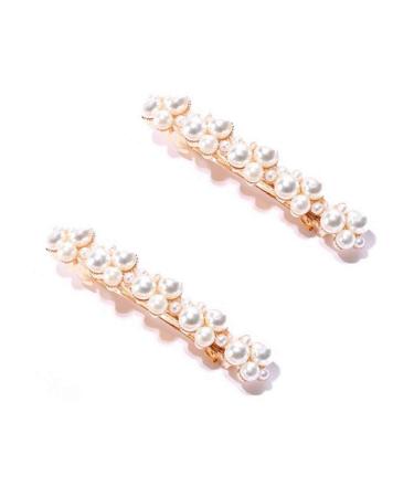 2 Count Pearl Hair Clips Fashion Hair Clip Snap Barrettes Women Girls Hair Accessories for Party Wedding Daily