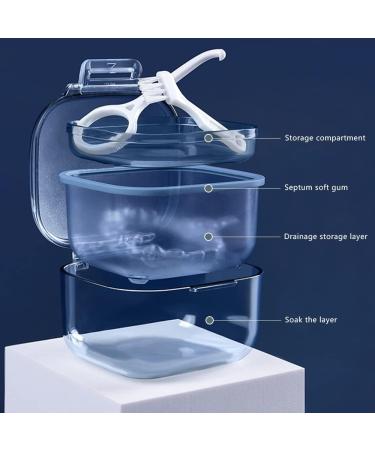 Portable Denture Cleaning Box | Prostheses Storage Container & Holder for Braces Aligners - Blue - Buy Online on GoSupps.com