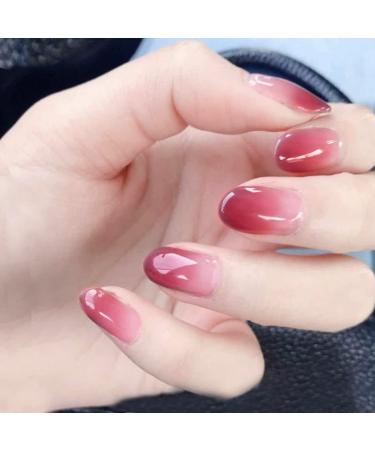 Sethexy ballerina false fingernails pink glossy nails stick ombre false nails 24st acrylic art press on nail tips geometric