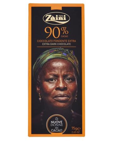 Zaini Extra Dark Chocolate Bar Black Dark Chocolate Bar 90% Cocoa 75g