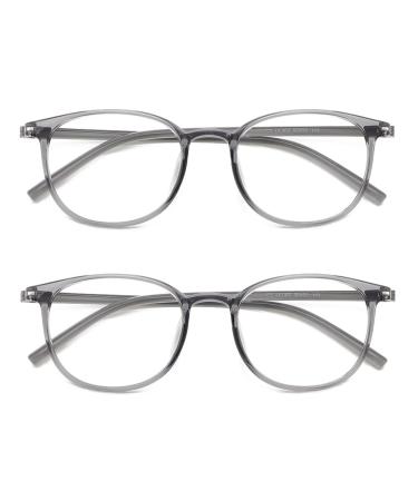 IEYELUUK Reading Glasses with Blue Light Filter Without Yellow Tint (2 pack) Flexible Lightweight 2 Transparent Gray 3.5 x