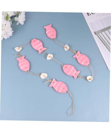 Alipis 1 Pc Fish Hanging Ornament Wedding D cor Woodsy Decor Wood Decor Pink Hanging String Shell Pink 102X4.2CM - Buy Online on GoSupps.com